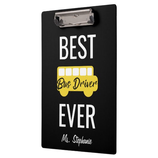 Beste busdriver ooit - Gepersonaliseerd geel zwart Klembord (Links)