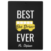 Beste busdriver ooit - Gepersonaliseerd geel zwart Klembord (Achterkant)