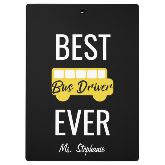Beste busdriver ooit - Gepersonaliseerd geel zwart Klembord (Achterkant)