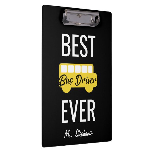 Beste busdriver ooit - Gepersonaliseerd geel zwart Klembord (Rechts)