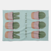 Beste Cactus Plant Moeder Blauwgroen Keukenhanddoe Theedoek (Horizontaal)