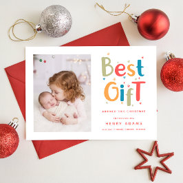 Beste cadeau arriveerde deze kerst-aankondiging feestdagenkaart