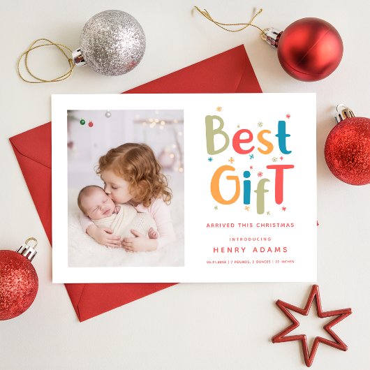Beste cadeau arriveerde deze kerst-aankondiging feestdagenkaart