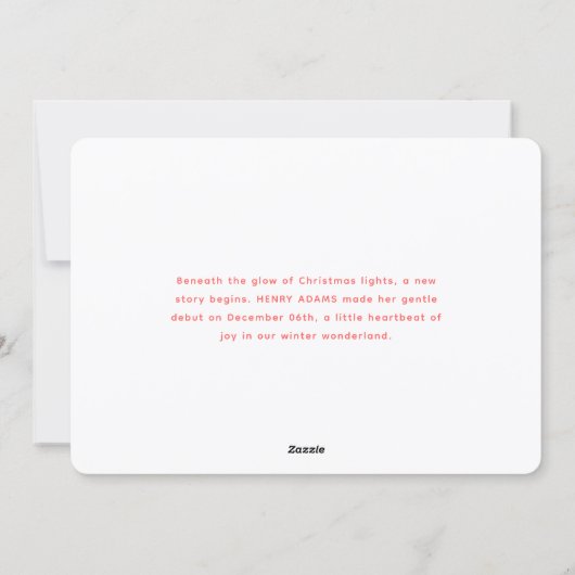 Beste cadeau arriveerde deze kerst-aankondiging feestdagenkaart (Achterkant)