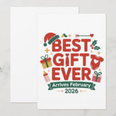Beste cadeau arriveert in februari 2026 Kerstkoppe Aankondiging (Voorkant / Achterkant)