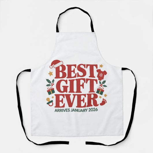 Beste cadeau arriveert in januari 2026 Kerstkoppel Schort (Voorkant)