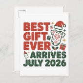 Beste cadeau arriveert in juli 2026 Kerst Koppels Aankondigingskaart (Voorkant / Achterkant)