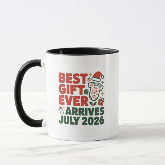 Beste cadeau arriveert in juli 2026 Kerstkoppels Mok (Links)