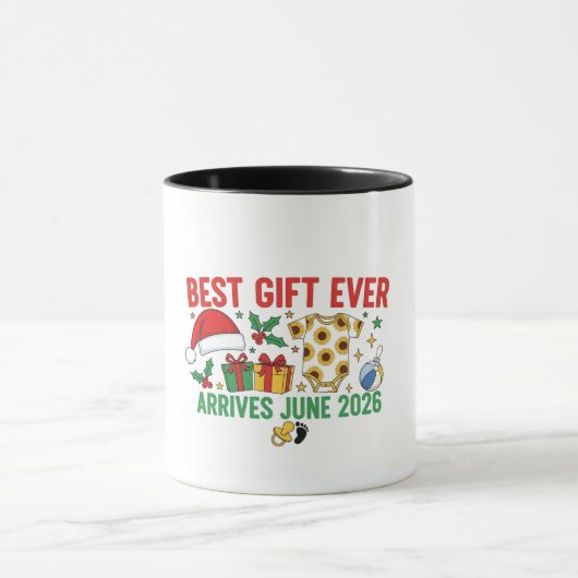Beste cadeau arriveert in juni 2026 Kerstkoppels Mok (Midden)