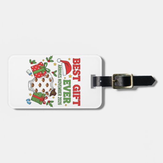 Beste cadeau arriveert in november 2026 Kerstmis Bagagelabel (Voorkant horizontaal)