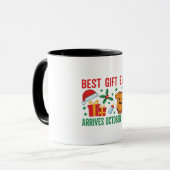 Beste cadeau arriveert in oktober 2026 Kerstkoppel Mok (Voorkant links)