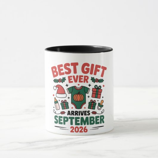 Beste cadeau arriveert in september 2026 Kerstmis Mok (Midden)