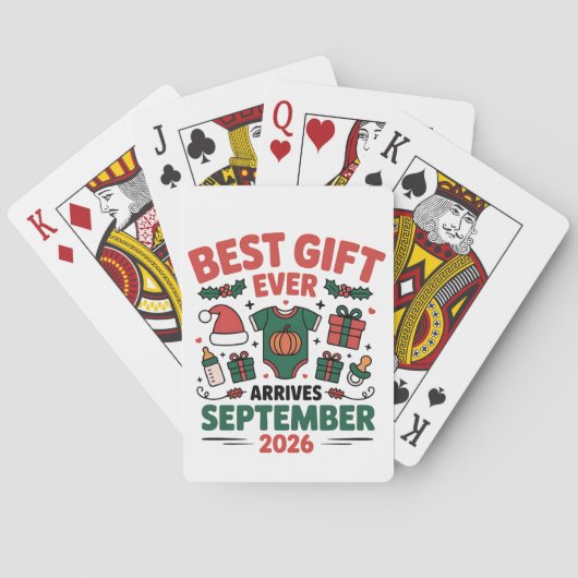 Beste cadeau arriveert in september 2026 Kerstmis Pokerkaarten (Achterkant)