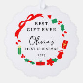 Beste cadeau Eerste kerst Ornament Kaart (Achterkant)