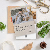 Beste cadeau foto Beige vakantie geboorte aankondi Feestdagenkaart