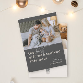 Beste cadeau foto grijs vakantie geboorte aankondi feestdagenkaart