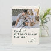 Beste cadeau foto Groene vakantie geboorte aankond Feestdagenkaart (Staand voorkant)