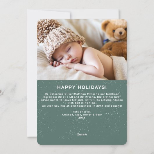 Beste cadeau foto Groene vakantie geboorte aankond Feestdagenkaart (Achterkant)