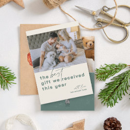 Beste cadeau foto Groene vakantie geboorte aankond Feestdagenkaart