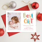 Beste cadeau is dit kerstbericht aangekomen feestdagenkaart