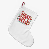 Beste cadeau komt in januari 2026 met kerstpaar grote kerstsok (Voorkant (Hangend))