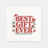 Beste cadeau komt in januari 2026 met kerstpaar servet (Voorkant)