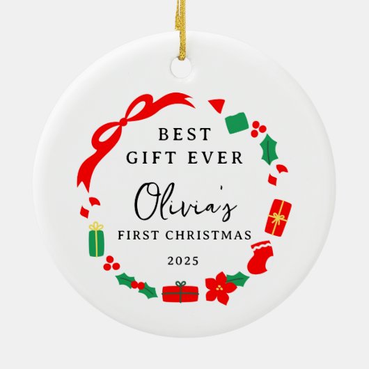 Beste cadeau meisje eerste kerst keramisch ornament (Achterkant)