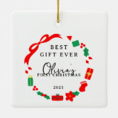 Beste cadeau meisje eerste kerst keramisch ornament (Achterkant)