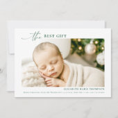 Beste Cadeau Minimalistisch Bosgroen Kerst Baby Aankondiging (Voorkant)