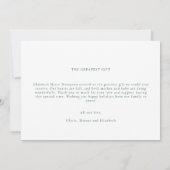 Beste Cadeau Minimalistisch Bosgroen Kerst Baby Aankondiging (Achterkant)