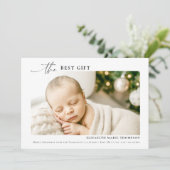 Beste cadeau Minimalistische kerst Baby foto famil Feestdagenkaart (Staand voorkant)