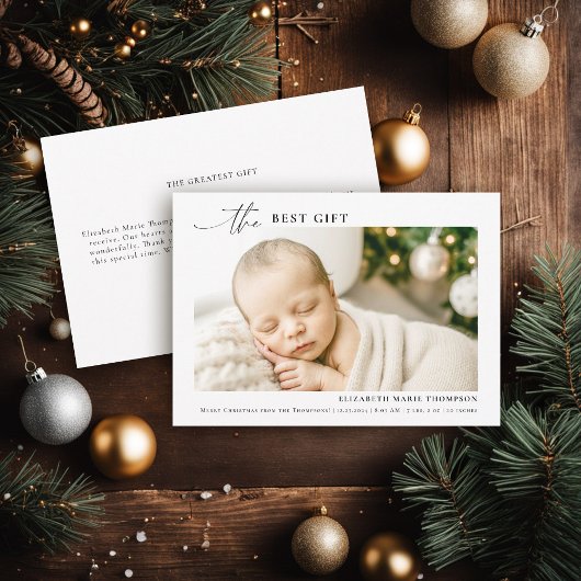 Beste cadeau Minimalistische kerst Baby foto famil Feestdagenkaart