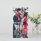 Beste cadeau onder de boom zwangerschapsaankondigi feestdagenkaart (Staand voorkant)