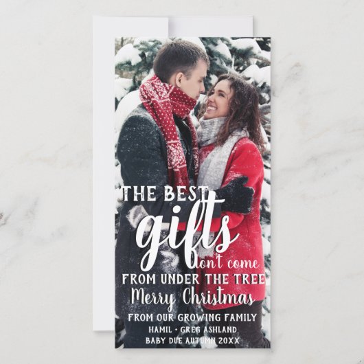 Beste cadeau onder de boom zwangerschapsaankondigi feestdagenkaart (Voorkant)