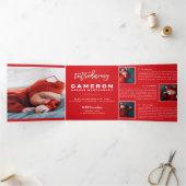 Beste cadeau ooit 10 Foto Vakantie Geboorteaankond Drieluik Uitnodiging (Binnen)