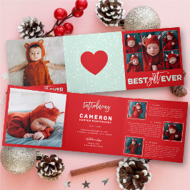 Beste cadeau ooit 10 Foto Vakantie Geboorteaankond Drieluik Uitnodiging