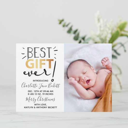 Beste cadeau ooit! | Aankondiging kerstgeboorte (Staand voorkant)