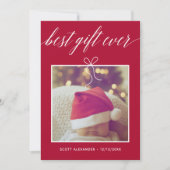 Beste cadeau ooit babyfoto platte kerstkaart (Voorkant)