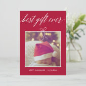 Beste cadeau ooit babyfoto platte kerstkaart (Staand voorkant)