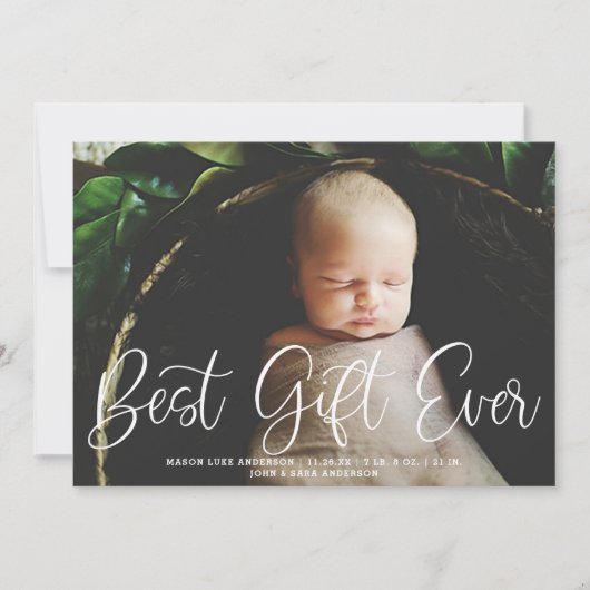 Beste cadeau ooit geboorteaankondiging Vakantiefot Feestdagenkaart (Voorkant)