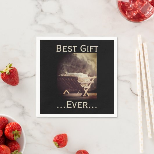 Beste cadeau ooit Kerstbabe in Manger Servet (Insitu)