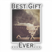Beste cadeau ooit Kerstbabe in Manger Sticker (Voorkant)