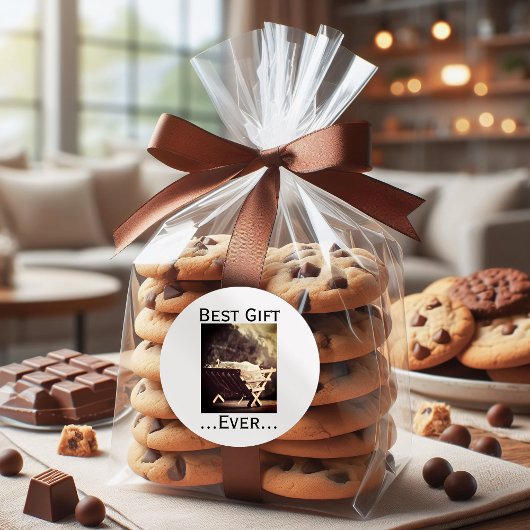 Beste cadeau ooit Kerstmis Baby in kribbe  Ronde Sticker