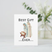 Beste cadeau ooit Kerstmisfiguurtjes Feestdagenkaart (Staand voorkant)