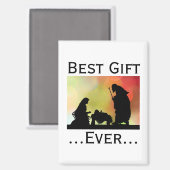 Beste cadeau ooit Kerstmisscène Bokeh Magneet (Voorkant / Achterkant)
