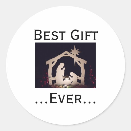 Beste cadeau ooit kerstverhaal ronde sticker (Voorkant)