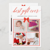 Beste cadeau ooit Multiphotokaart plat kerstkaart (Voorkant / Achterkant)