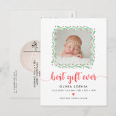 Beste cadeau ooit pasgeboren eerste kerstgeboorte feestdagenkaart (Voorkant / Achterkant)