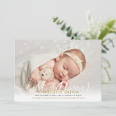 Beste cadeau ooit Sneeuw Foto Kerstmis Geboorte Aankondiging (Staand voorkant)