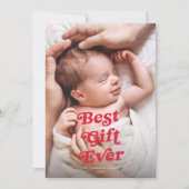 Beste cadeau ooit vakantie 2 foto geboorte aankond feestdagenkaart (Voorkant)